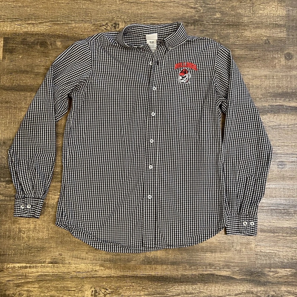 Knight's Apparel GA Bulldogs Men's‎ Medium Button-Down Long Sleeve Shirt EUC